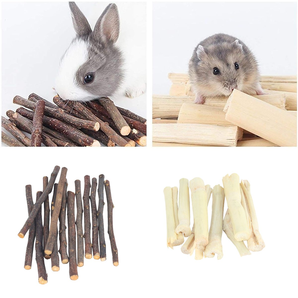 Natural Pet Chew Sticks - 100g Apple Branches and Sweet Bamboo