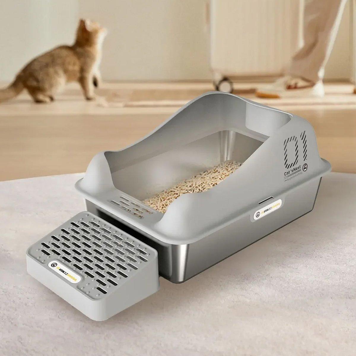 Stainless Steel Large Cat Litter Box Durable & Easy to Clean Design