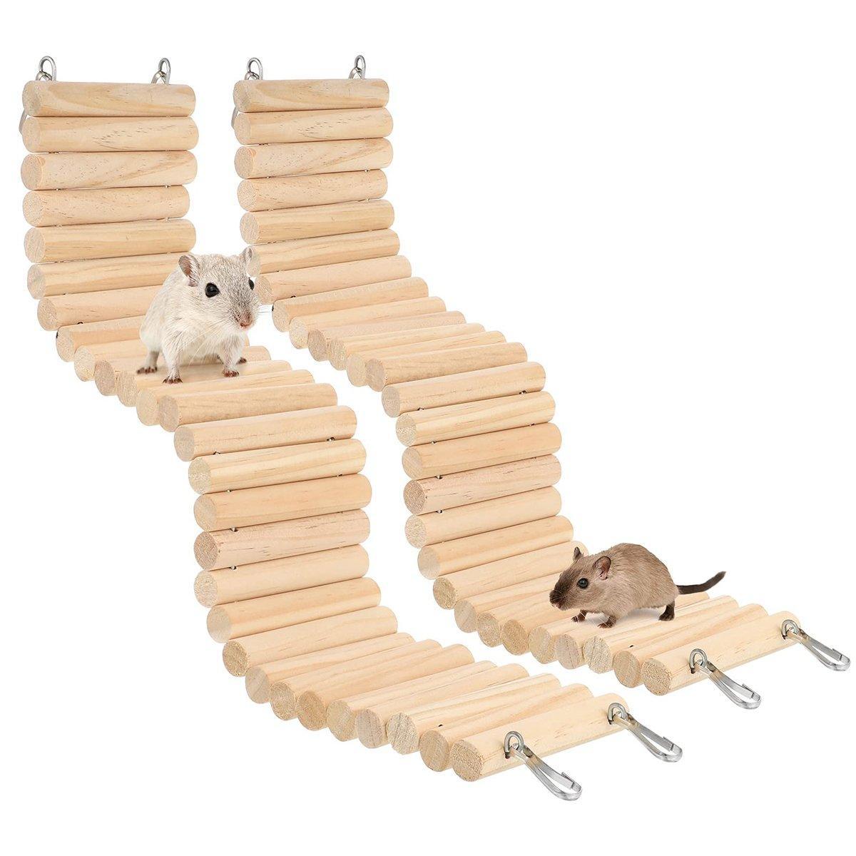 Wooden Hamster Toy Furniture Small Fence Climbing Stairs Arch Bridge for Pets