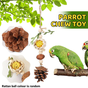 Parrot Chew Toys Bird Cage Accessories Hanging Pinecone Rattan Ball