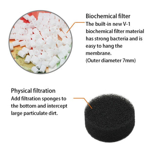 Internal Fish Tank Fluidized Bed Filter Oxygen Supply Bio Sponge Filters with Suction Cup