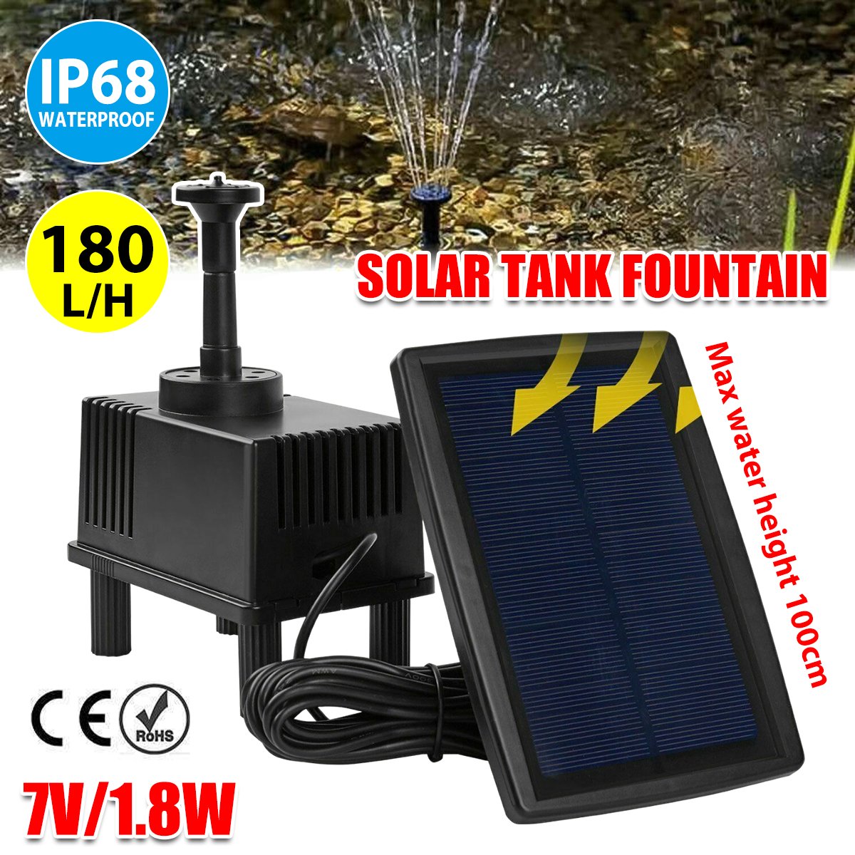 Solar Fountain for Garden and Pond with Filter Pump