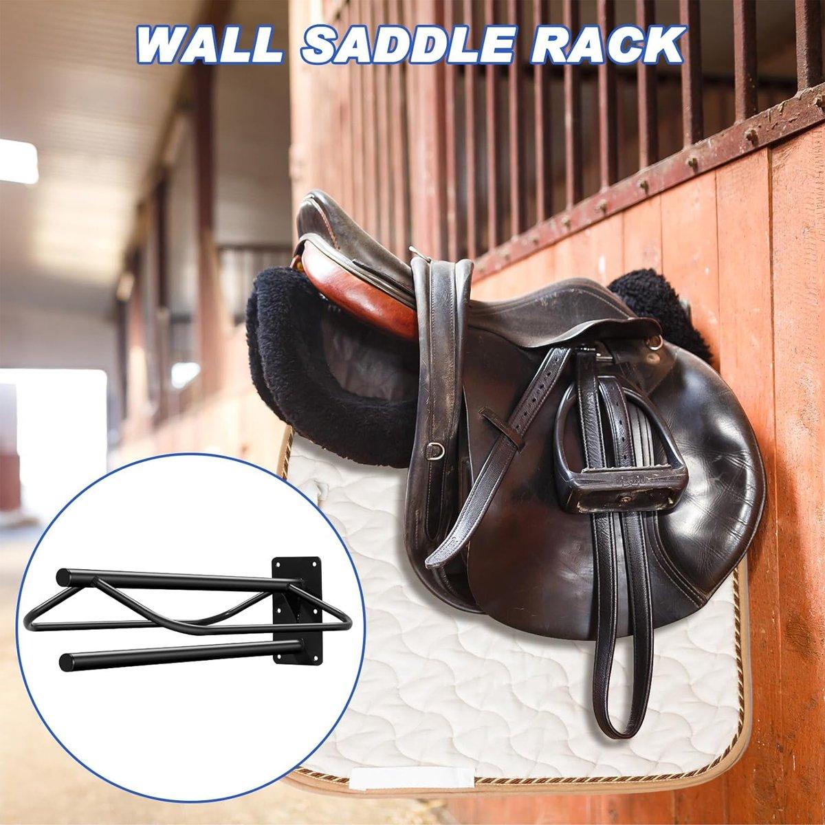 Wall-Mounted Saddle Rack With Double Saddle Pad Holder