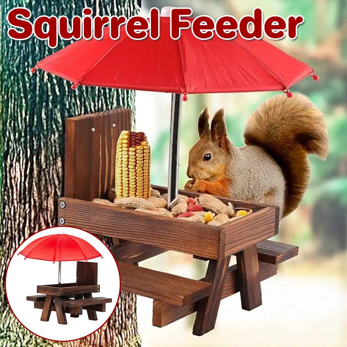 Weatherproof Wooden Squirrel Feeder Durable Outdoor Picnic Table