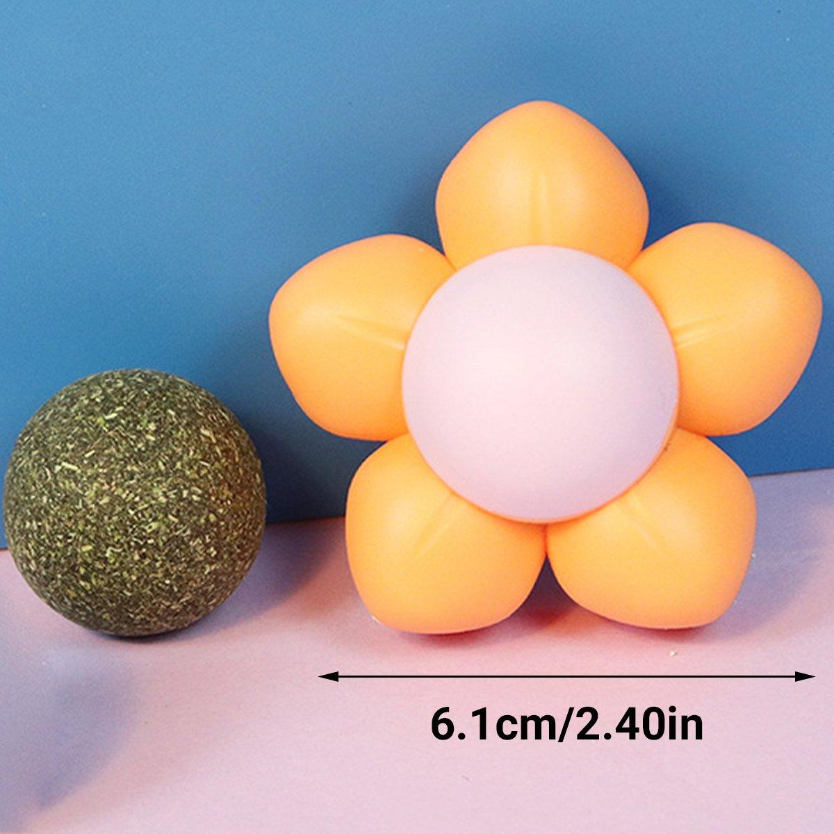 Catnip Ball Cat Toy Self-Hi Tooth Cleaning Rotating Mint Ball Toy Flower Catnip Ball