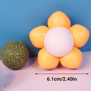 Catnip Ball Cat Toy Self-Hi Tooth Cleaning Rotating Mint Ball Toy Flower Catnip Ball