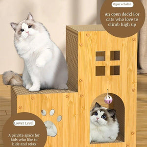 Multi-Function Cat Villa Double-Layer Cat House with Scratching Post