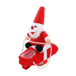 Santa Claus Pet Costume Dog Cat Funny Riding Suit Christmas Holiday Outfit Wear