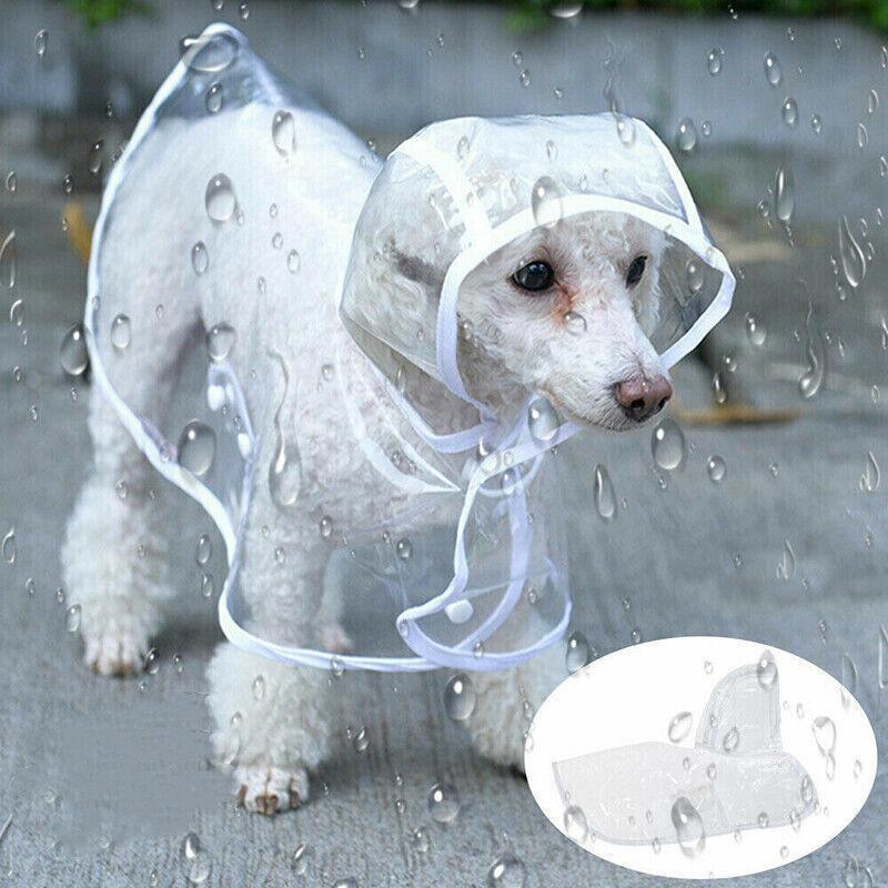 Waterproof Dog Rain Jacket- Puppy Hooded Outdoor Coat Vest Clothes Raincoat