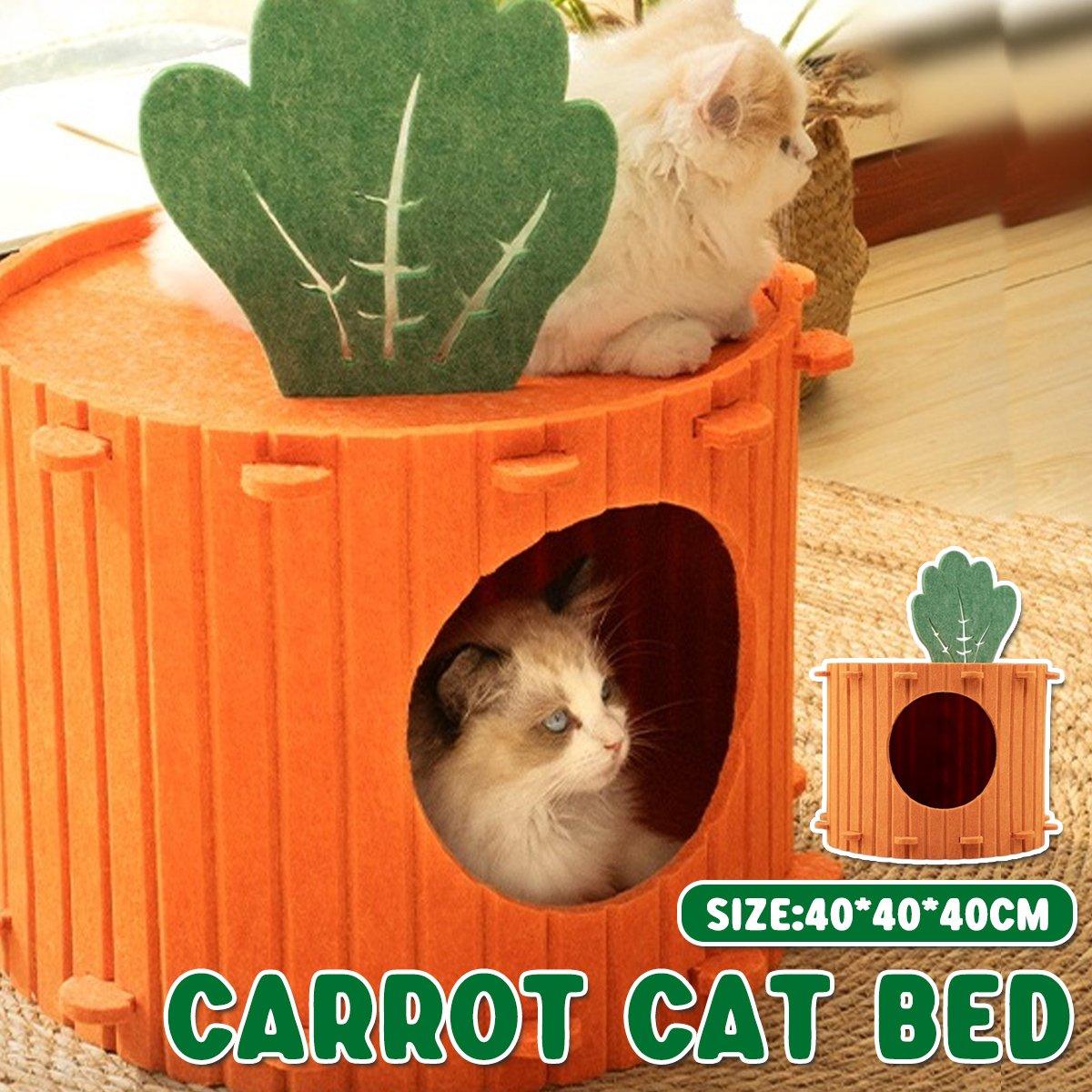 Carrot Cat Tunnel Bed Cozy Felt Pet Nest with Sturdy Design