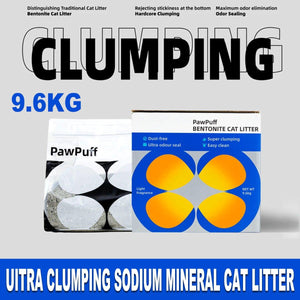 PawPuff Uitra Clumping Sodium Mineral Cat Litter 9.6kg - DUST FREE Formula