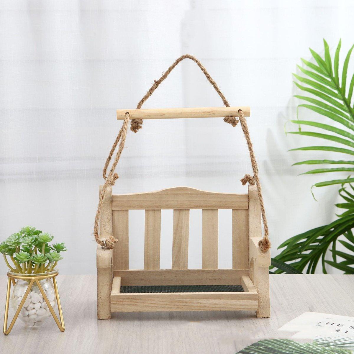 Outdoor Wooden Bird Feeder Swing Design Durable for Gardens & Patios