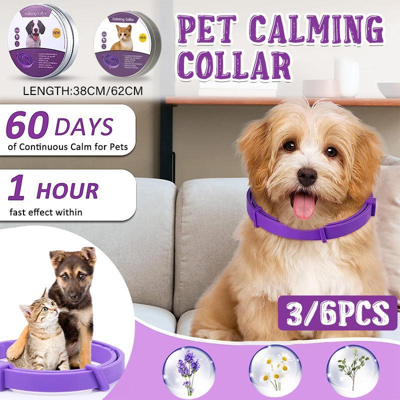 3/6PCS Pet Calming Collar Adjustable Anti-anxiety for Cats Dogs Stress Reduction