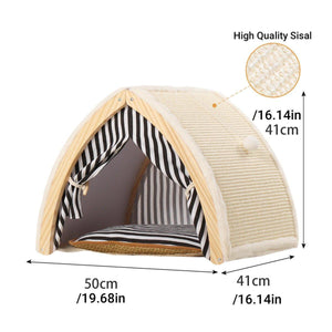 Foldable Cat House Tent Pet Villa Indoor Cat Shelter with Cushion Cat Litter Bed