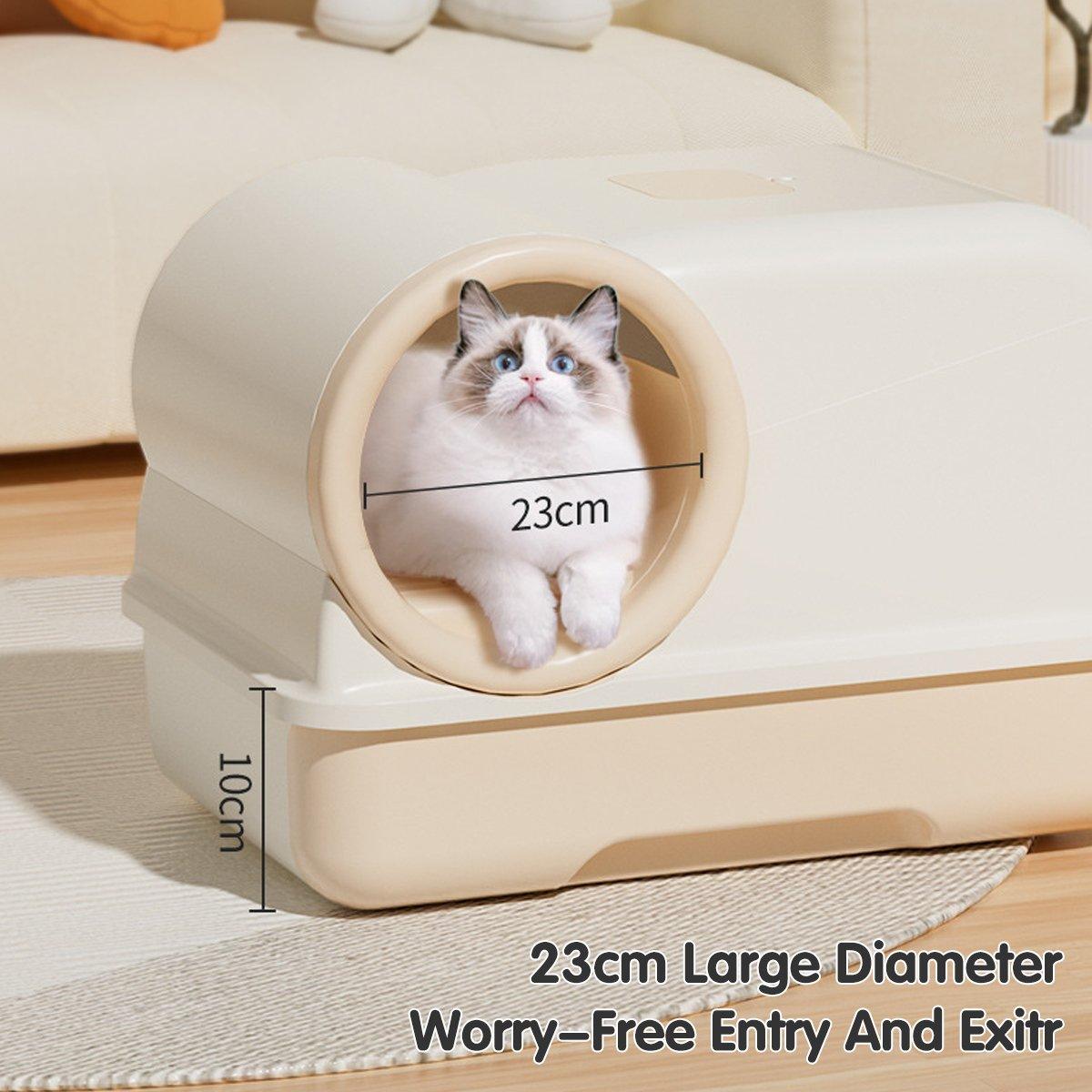 Fully Enclosed Cat Litter Box with Drawer Design Extra-Long Corridor & Leak-Proof