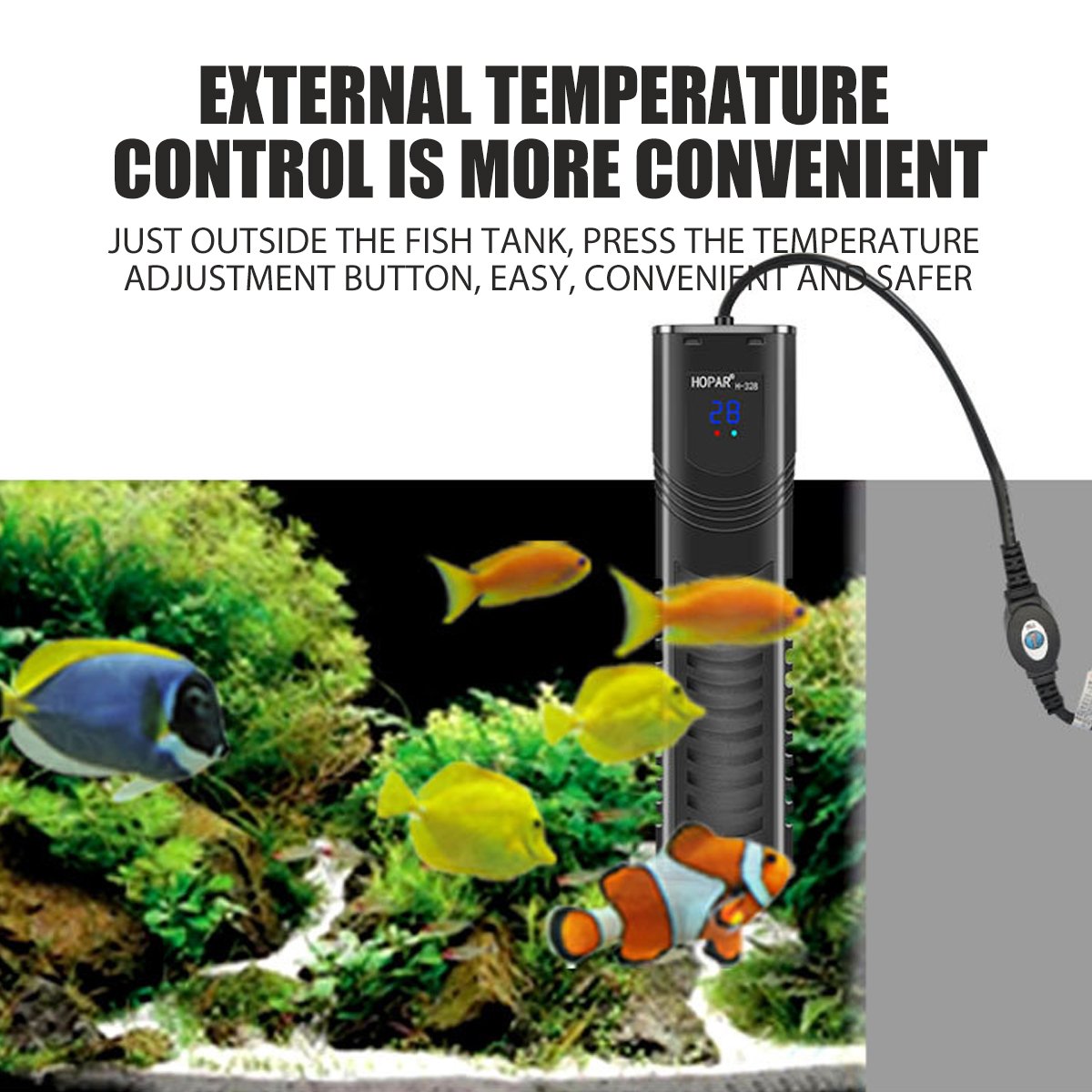 500/800/1000wPowerful Marine Aquarium Heater Rod FishTank Submersible LED Screen