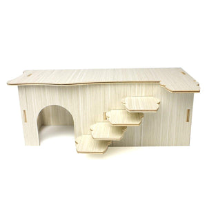 Wooden Hamster Maze House Durable Two-Bedroom Shelter for Small Pets