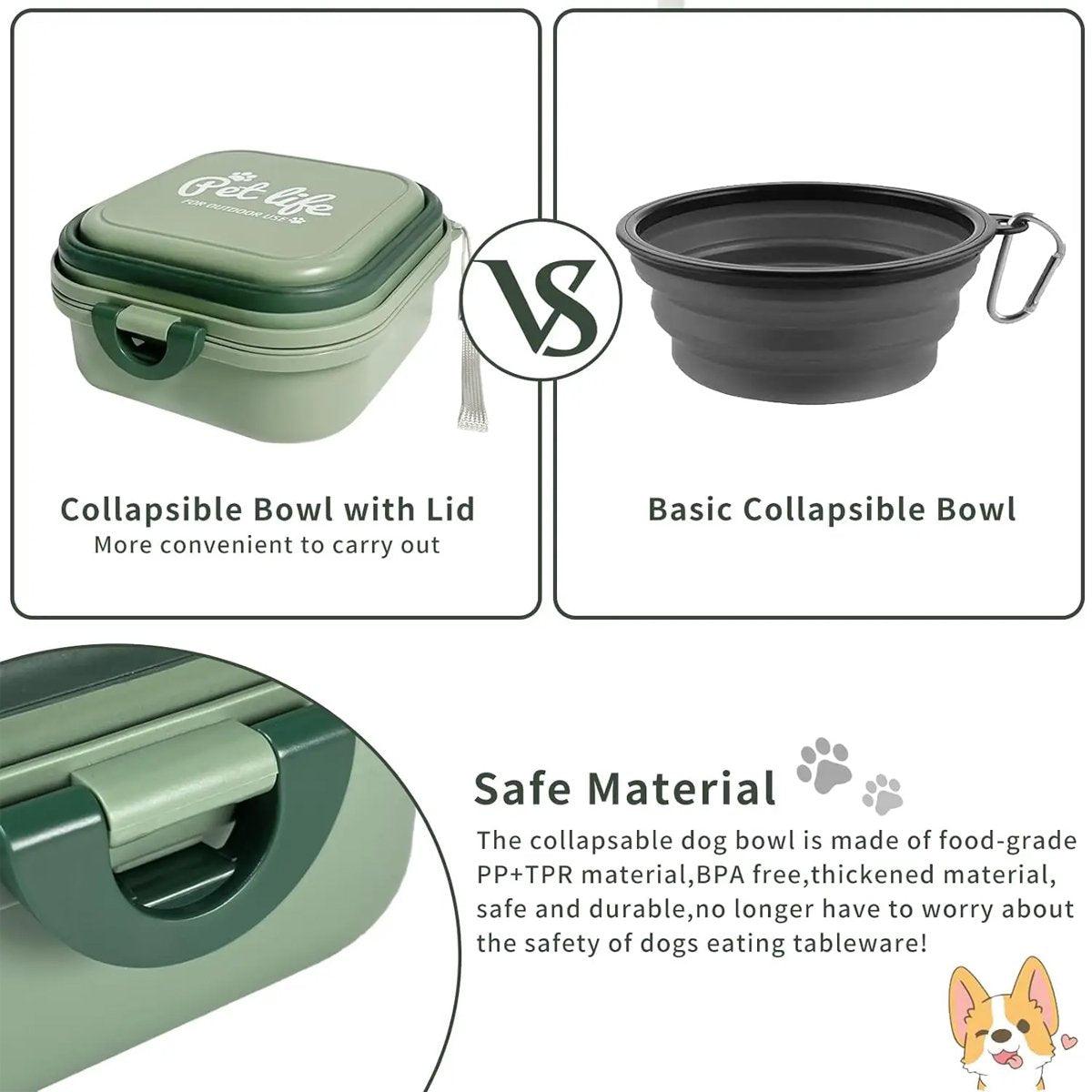 2-in-1 Collapsible Pet Food and Water Bowl Portable & Durable Design