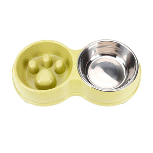 Pet Slow Eating Bowl with Stainless Steel Dog Bowls