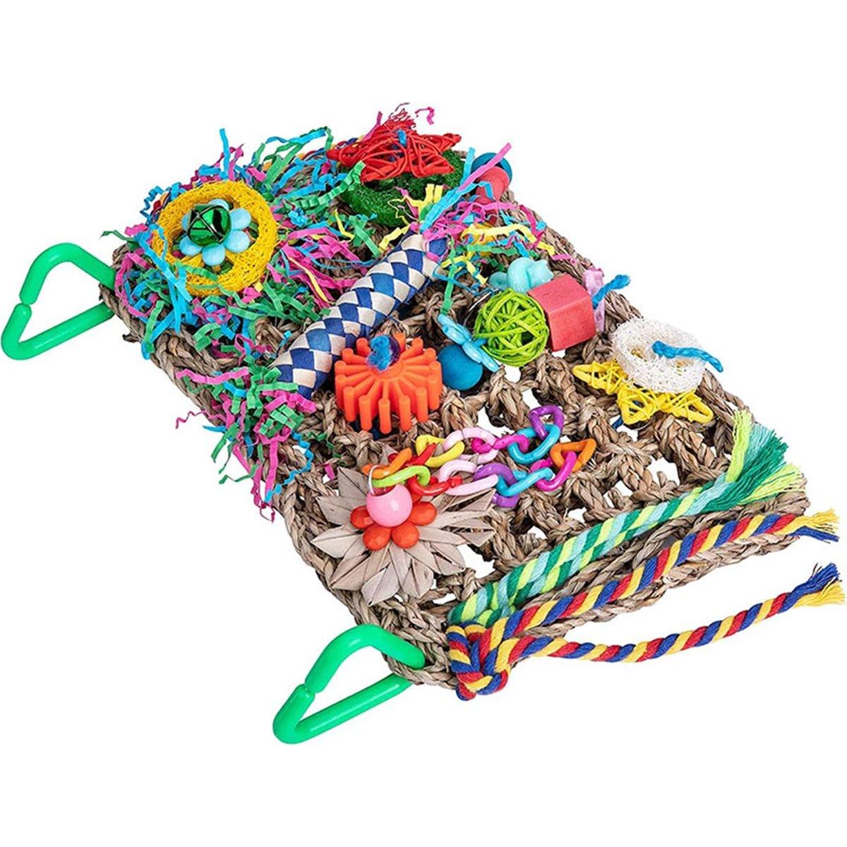 Parrot Bite Toy Grass Net Color Braided Tube Luffa Grass Silk Paper Bite Toy Cage Landscape Cross-border