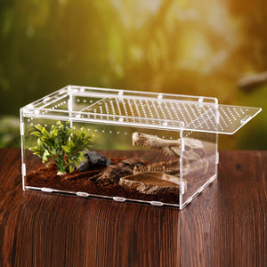 Clear Slide Lid Pet Box Reptile Breeding Habitat Reptile Tank