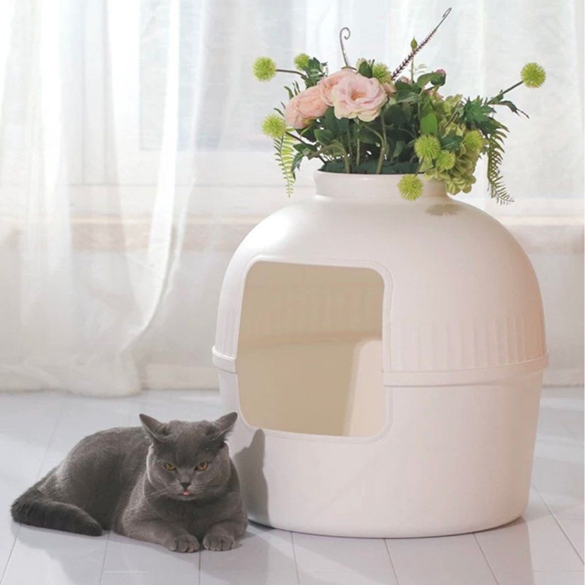 Hidden Litter Box and Pet Kennel for Cats and Small Dogs