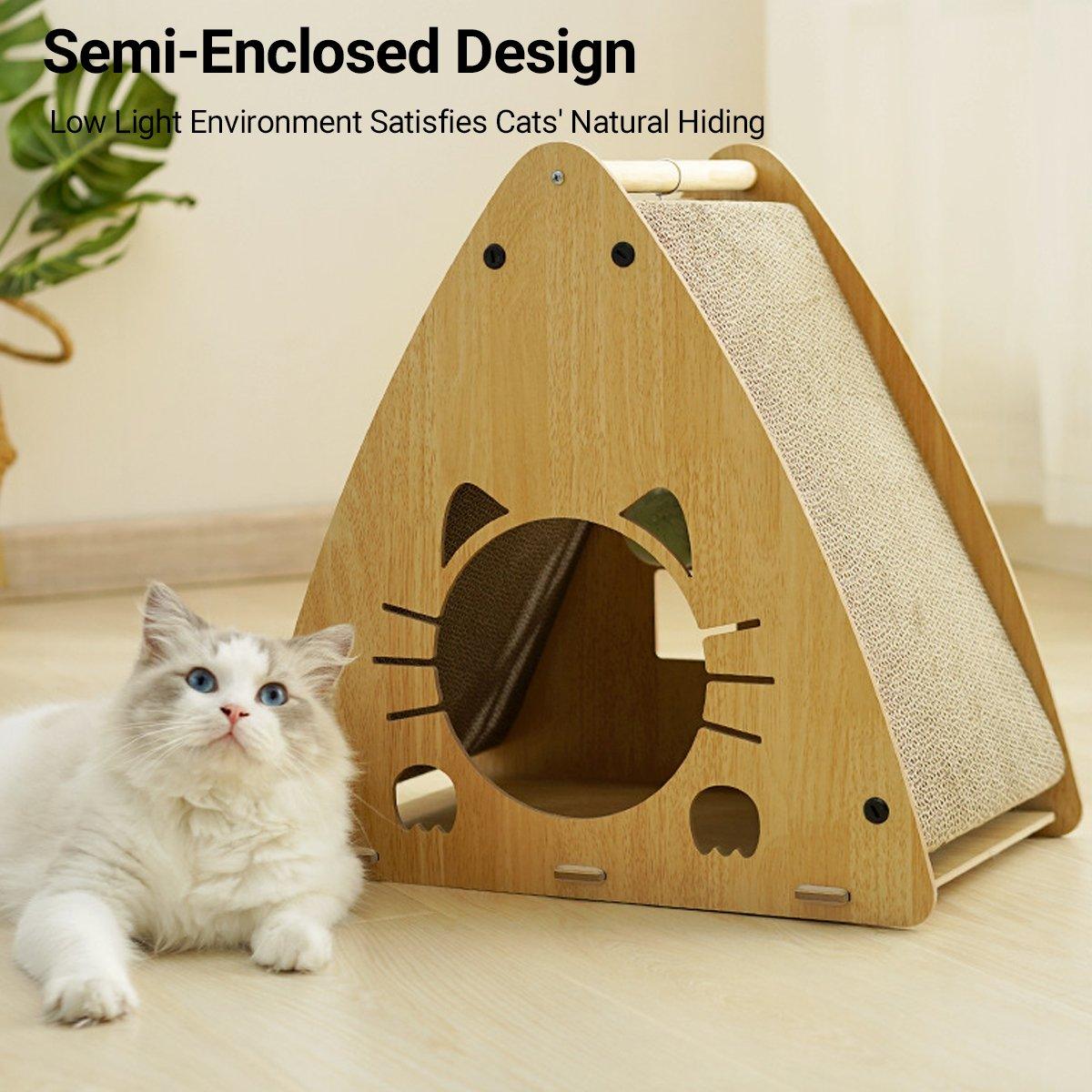 Wooden Triangle Cat Scratching Board Cat Nest 2in1 Claw Sharpening Cat Toys