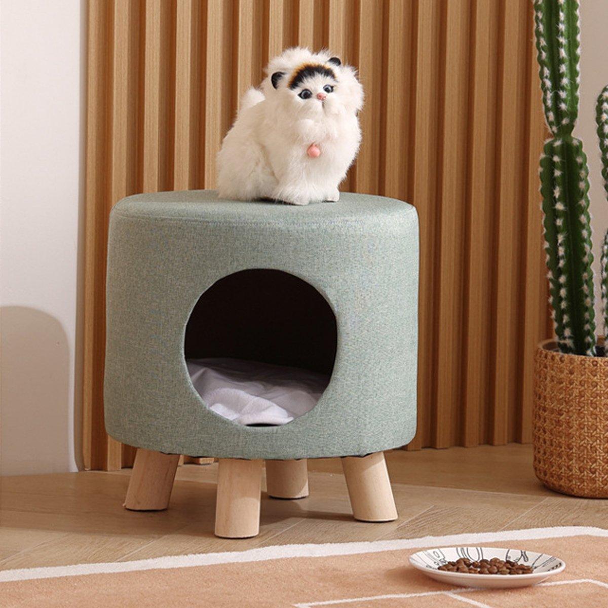 Wooden Cat Stool House Bench Pet Furniture Comfortable Cat Bed for Rest and Play