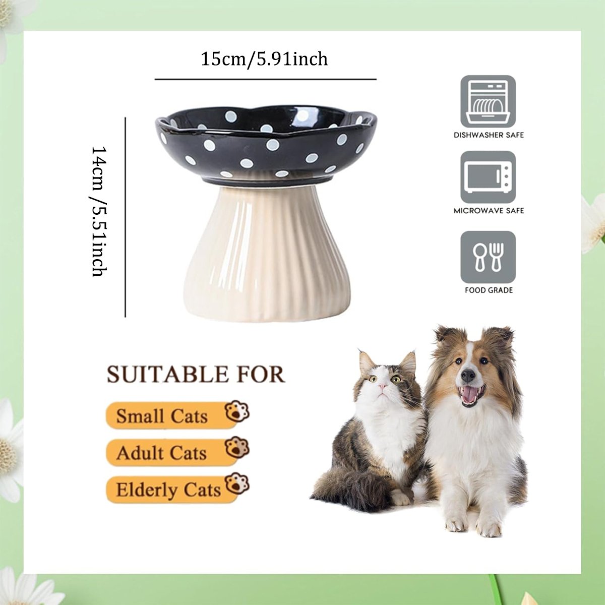 Pet Elevated Mushroom Bowl Cat Dog Bowl Dish Food Feeder Raised Cat Bowl