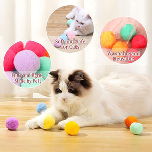 Cat Ball Gun Interactive Toy with 100pcs Colourful Stretch Plush Pom Pom Ball