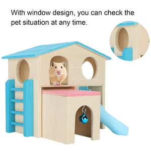 Small Pet Wooden House with Slide & Ladder