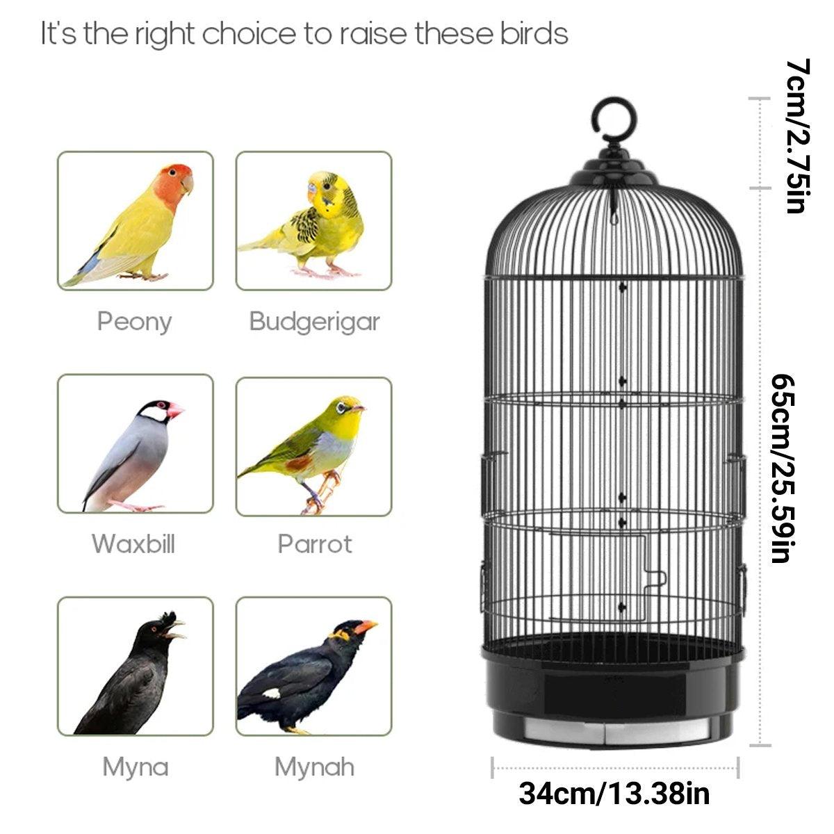 Round Bird Cage Metal Cage Large Pet Birdcage Indoor Outdoor Parrot Hamster