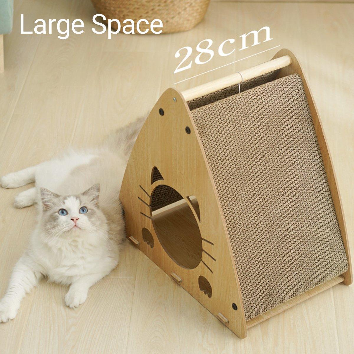 Wooden Triangle Cat Scratching Board Cat Nest 2in1 Claw Sharpening Cat Toys