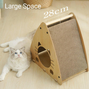 Wooden Triangle Cat Scratching Board Cat Nest 2in1 Claw Sharpening Cat Toys