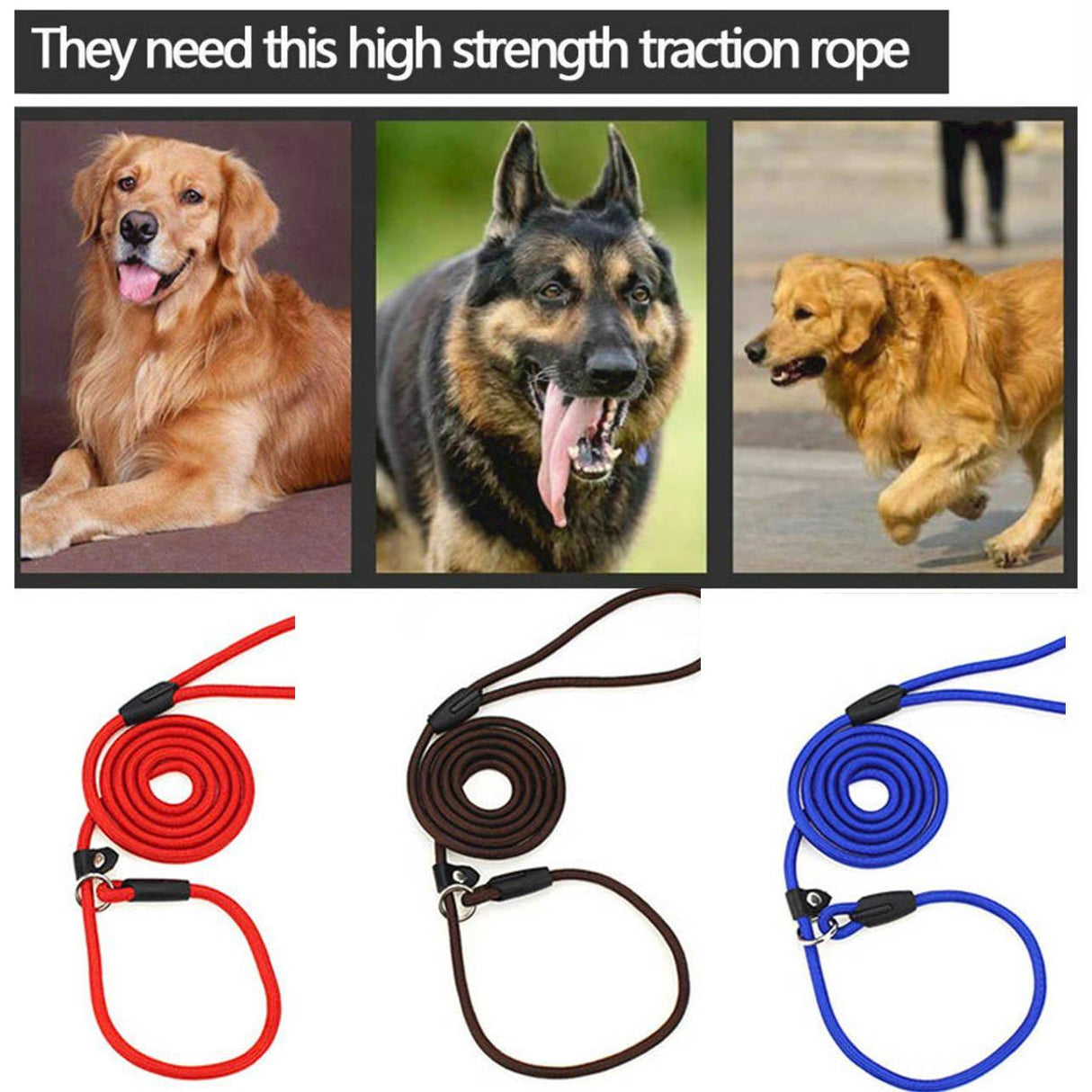 Dog Training Correction Leash Brown