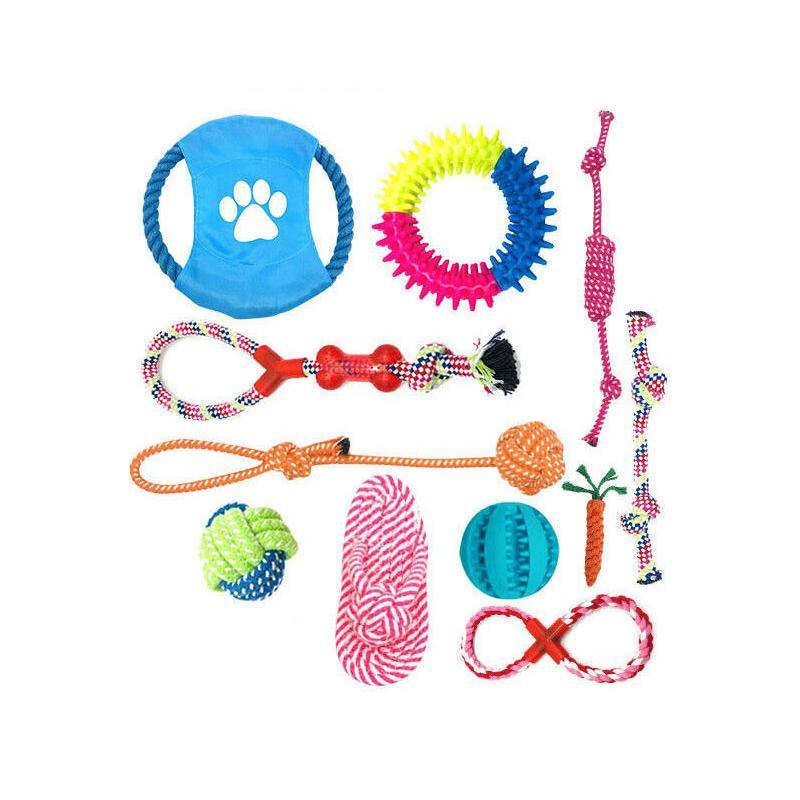 11PCS Durable Dog Tug Toys Set for Interactive Play and Dental Health