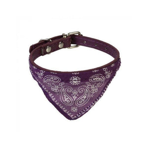 Leather Collar With Bandana Neck Scarf Designer Dog Collars 6 Colours