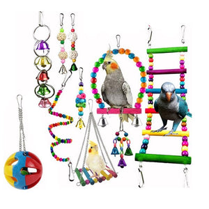 10PCS Bird Toys Cockatiel Cage Toy Set