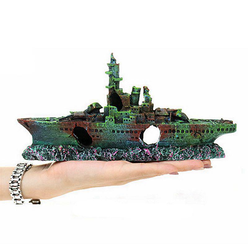 Fish Tank Resin Sunken Ship Decoration 23*5*11cm