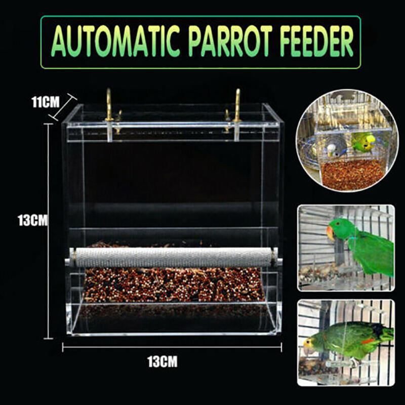 Acrylic Automatic Parrot Bird Feeder 13*13*11cm