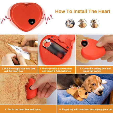 Plush Dog Toy with Heartbeat Simulation