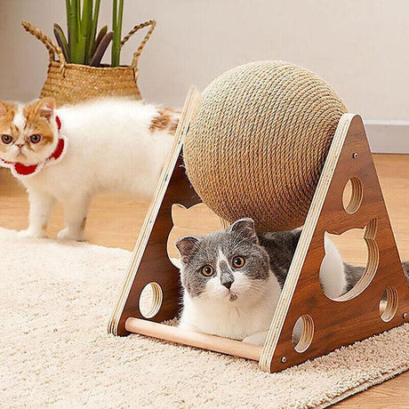 High-quality cat scratching post with natural sisal ball