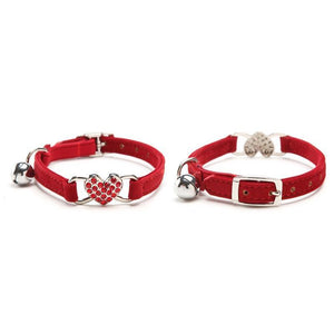 Designer Pet Collars For Dogs and Cats With Heart Crystal  6 Colours