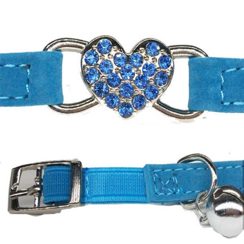 Designer Pet Collars For Dogs and Cats With Heart Crystal  6 Colours