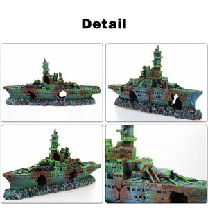 Fish Tank Resin Sunken Ship Decoration 23*5*11cm