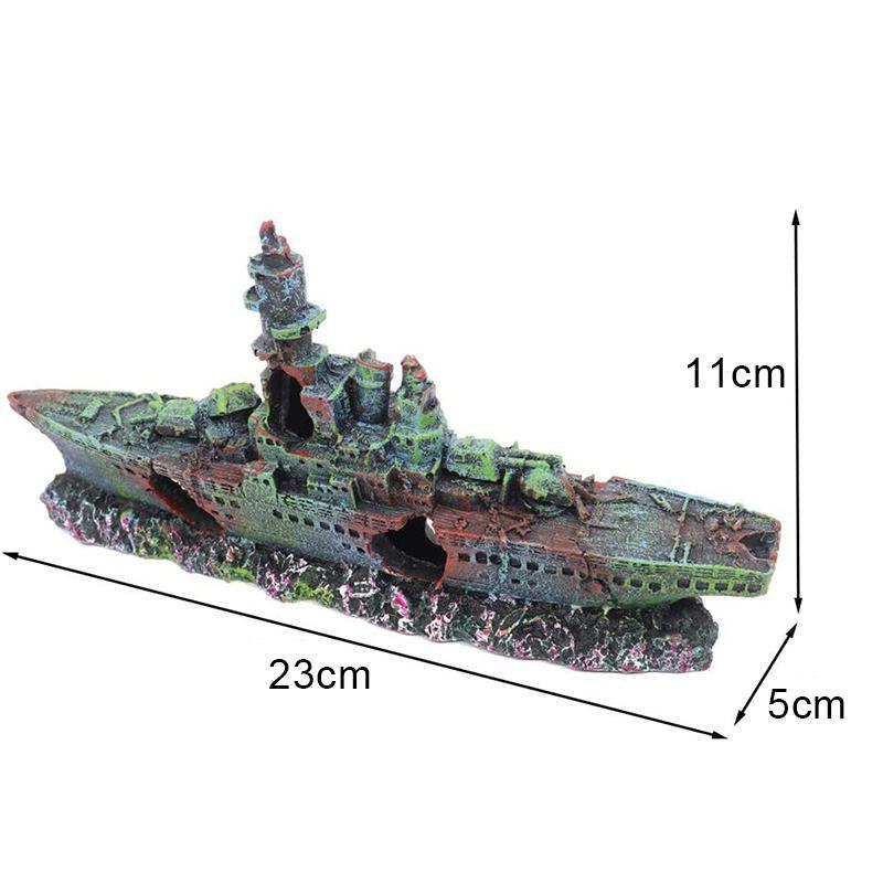 Fish Tank Resin Sunken Ship Decoration 23*5*11cm