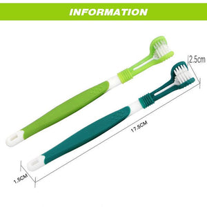 Multi-angle cat toothbrush with three-sided brush head