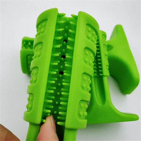 Durable dog chew toy with toothbrush design for effective teeth cleaning