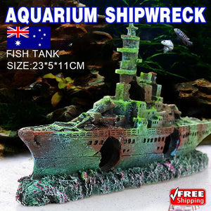 Fish Tank Resin Sunken Ship Decoration 23*5*11cm