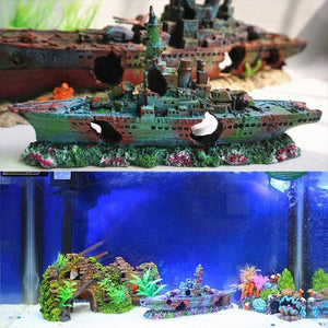 Fish Tank Resin Sunken Ship Decoration 23*5*11cm